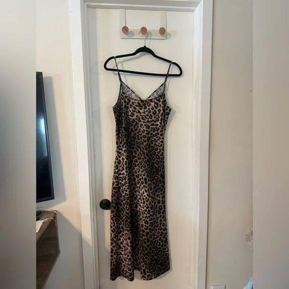 All Saints Hera Leopard Print 2-In-1 Midi Dress - Picture 6 of 14